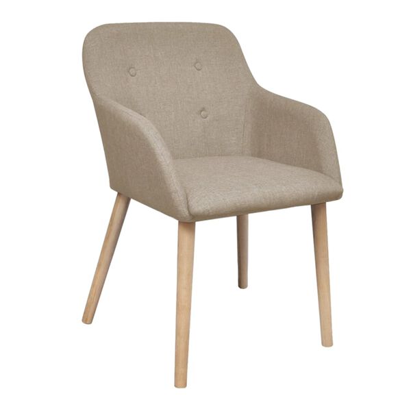 vidaXL Eetkamerstoelen 2 st stof en massief eikenhout beige
