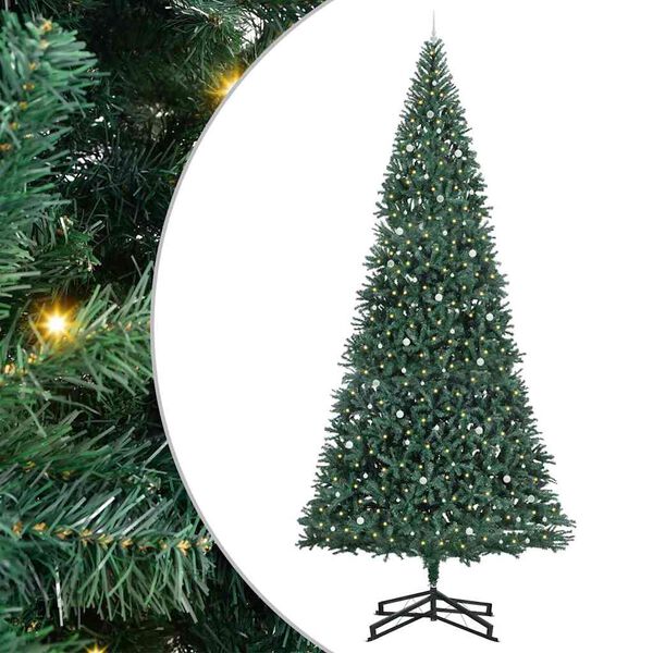 vidaXL Artificial Pre-lit Kerstboom met Ballenset Groen 500 cm PVC