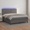 vidaXL Boxspring met matras en LED kunstleer grijs 180x200 cm