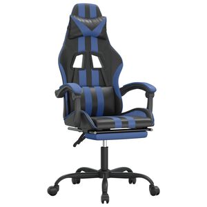 vidaXL Gamestoel met voetensteun kunstleer zwart en blauw