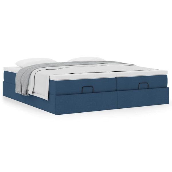 vidaXL Ottoman bed met matrassen 160x200cm stof blauw