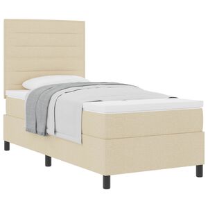 vidaXL Boxspringbed met matras met hoofdeinde Cr&egrave;me 90 x 190 cm Stof