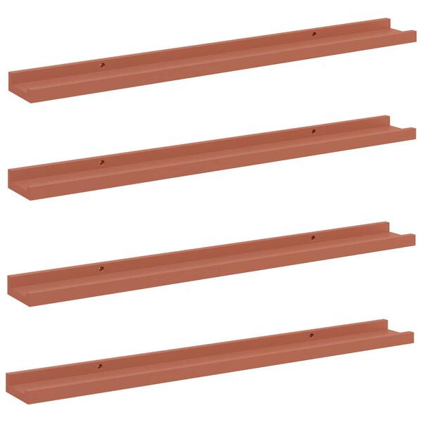 vidaXL Wandplank met plank 4 pcs Rood 80 x 9 x 3 cm Bewerkt hout