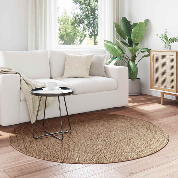 vidaXL Vloerkleden Rond Moir&eacute; HUARTE Naturel &Oslash; 160 CM Polyester