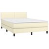vidaXL Boxspring met matras en LED kunstleer cr&egrave;mekleurig 140x190 cm