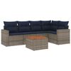vidaXL 6-delige Loungeset met kussens poly rattan grijs