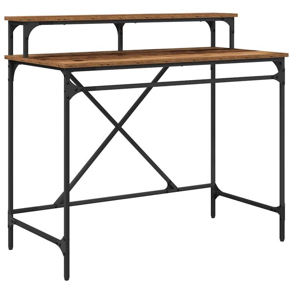 vidaXL Bureau Oud Hout 100 x 50 x 90 cm Bewerkt hout