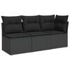 vidaXL Tuinbank met kussens 3-zits zwart poly rattan