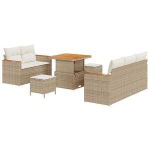 vidaXL Tuinbankenset 8 st Beige poly rattan