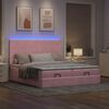 vidaXL Ottoman bed met matrassen en LED's 160x200cm fluweel roze