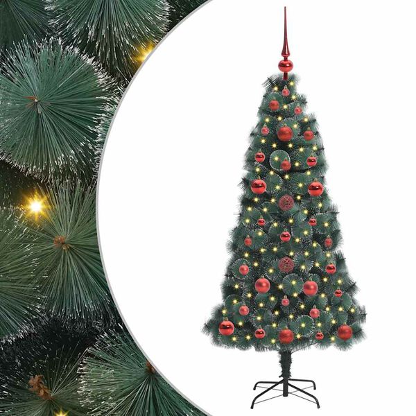 vidaXL Artificial Pre-lit Kerstboom met Ballenset Groen 120 cm PET