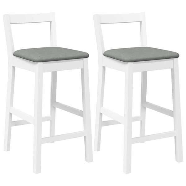 vidaXL Barkrukken met kussens 2 stuks wit massief hout rubber