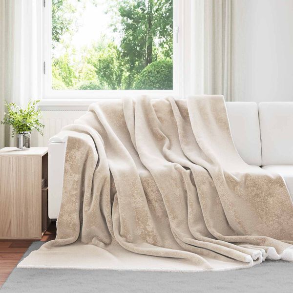 vidaXL Gooi Deken Beige 240 x 270 cm Fleece