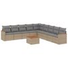 vidaXL 10-delige Loungeset met kussens poly rattan beige