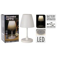 H&S Collection Tafellamp LED oplaadbaar 13x30 cm wit