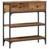 vidaXL Wandtafel met lade Oudhout 72.5 x 25 x 75 cm Bewerkt hout