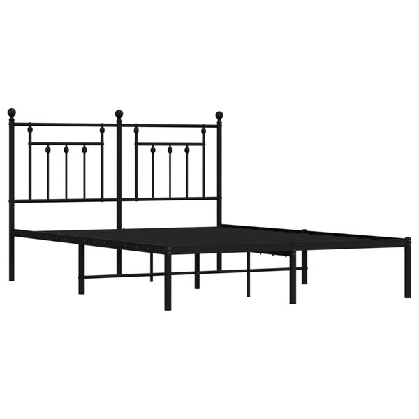 vidaXL Bedframe met hoofdbord metaal zwart 140x200 cm