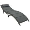 vidaXL Ligbed inklapbaar met kussen poly rattan grijs