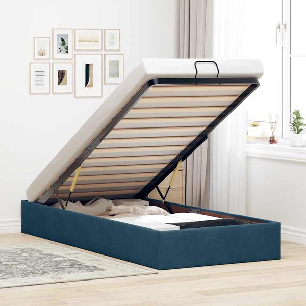vidaXL Bedframe zonder matras 90x190 cm fluweel donkerblauw