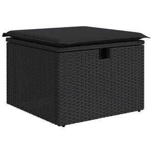 vidaXL Tuinkruk met kussen 55x55x37 cm poly rattan zwart