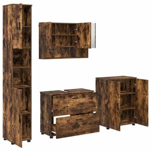 vidaXL Badkamermeubelset 4 st Gerookt eiken 35 x 30 x 192 cm