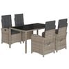 vidaXL 5-delige Tuinset met kussens poly rattan grijs