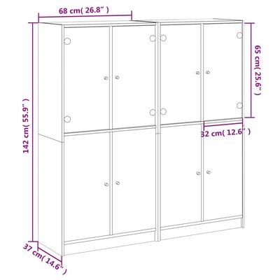 vidaXL Boekenkast met deuren 136x37x142 cm bewerkt hout betongrijs