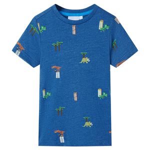 Kindershirt 104 gem&ecirc;leerd donkerblauw