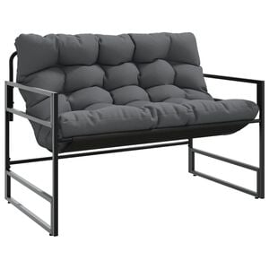 vidaXL Tuinbank met kussen 113 cm staal antracietkleurig