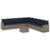 vidaXL 10-delige tuinbankset met kussens, grijs polyrotan