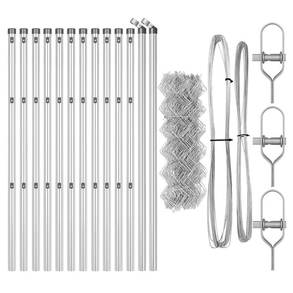 vidaXL Afrasteringspaal Zilver 25 x 0,6 m (40 x 40 mm gaas) Staal