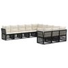vidaXL Tuinbankenset 11 st 11-zits Zwart poly rattan