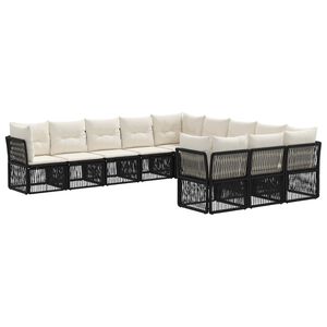 vidaXL Tuinbankenset 11 st 11-zits Zwart poly rattan
