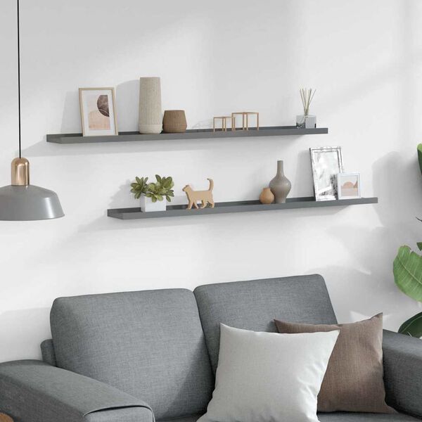 vidaXL Wandschappen 2 st 100x9x3 cm grijs