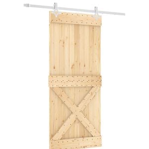 vidaXL Schuifdeur 90 x 210 cm Massief Grenenhout (Niet-Behandeld)