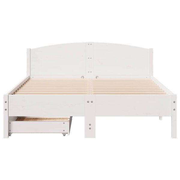 vidaXL Bedframe zonder matras massief grenenhout wit 140x200 cm