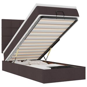 vidaXL Bed poef met matras en LED's 90x200 cm stof donkerbruin