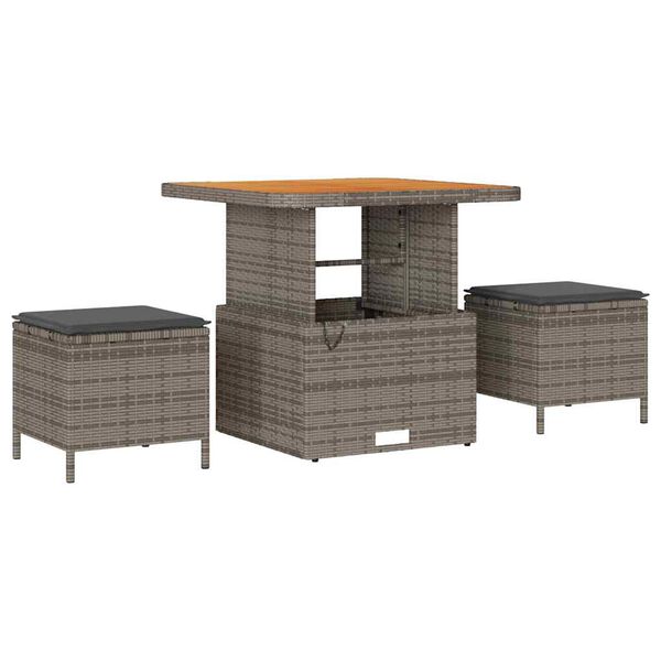 vidaXL Tuinbankenset met kussen 9 pcs Grijs poly rattan