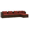vidaXL 5-delige Loungeset met kussens poly rattan bruin