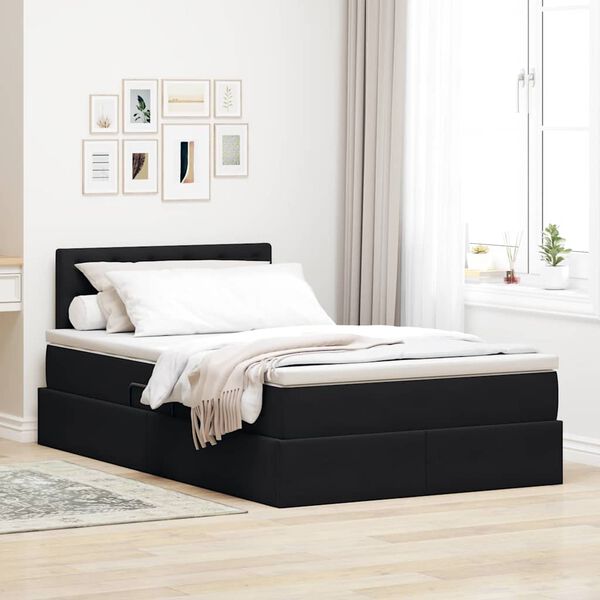 vidaXL Opslag bed met matras met hoofdeinde Zwart 120 x 190 cm Fluweel