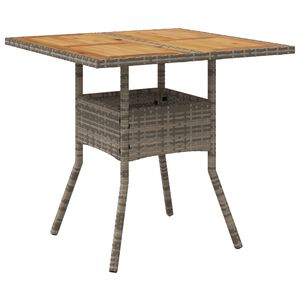 vidaXL Tuintafel met acaciahouten blad 80x80x75 cm poly rattan grijs