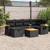 vidaXL 7-delige Loungeset met kussens poly rattan zwart
