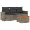 vidaXL 4-delige Loungeset met kussens poly rattan grijs