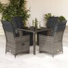 vidaXL 5-delige Bistroset met kussens poly rattan grijs