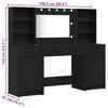 vidaXL Make-up tafel set met LED 3 pcs Zwart Eiken Bewerkt hout