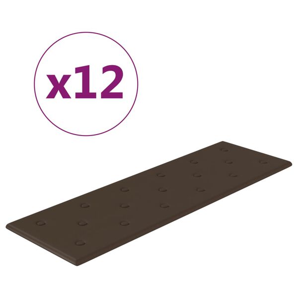 vidaXL Wandpanelen 12 st 3,24 m&sup2; 90x30 cm kunstleer bruin