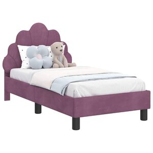 vidaXL Peuterbedframe met hoofdbord Paars 70 x 140 cm Fluweel