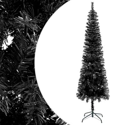 vidaXL Kerstboom met LED smal 180 cm zwart