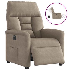 vidaXL Fauteuil verstelbaar elektrisch microvezelstof taupe