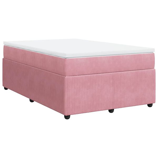 vidaXL Boxspring met matras fluweel roze 120x190 cm